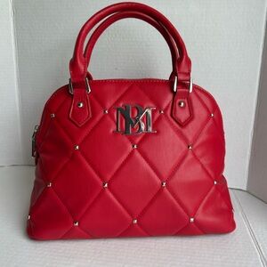 Badgley Mischka || Large Red Quilted/studded Crossbody Purse